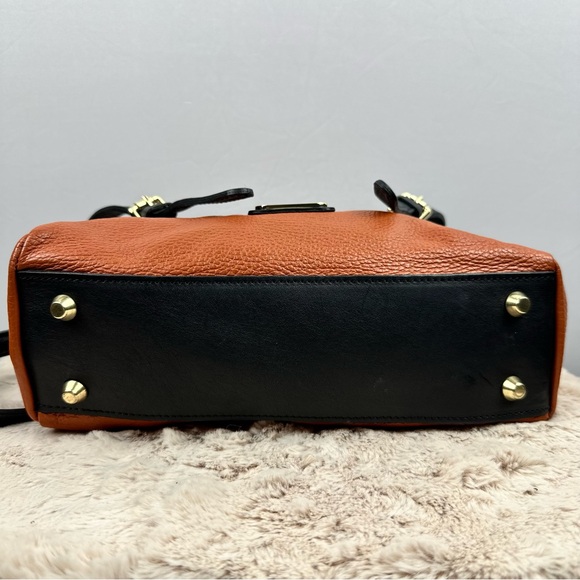 Valentina Italian Women's Cognac Brown Pebbled Leather Shoulder Handheld bag - Picture 5 of 9